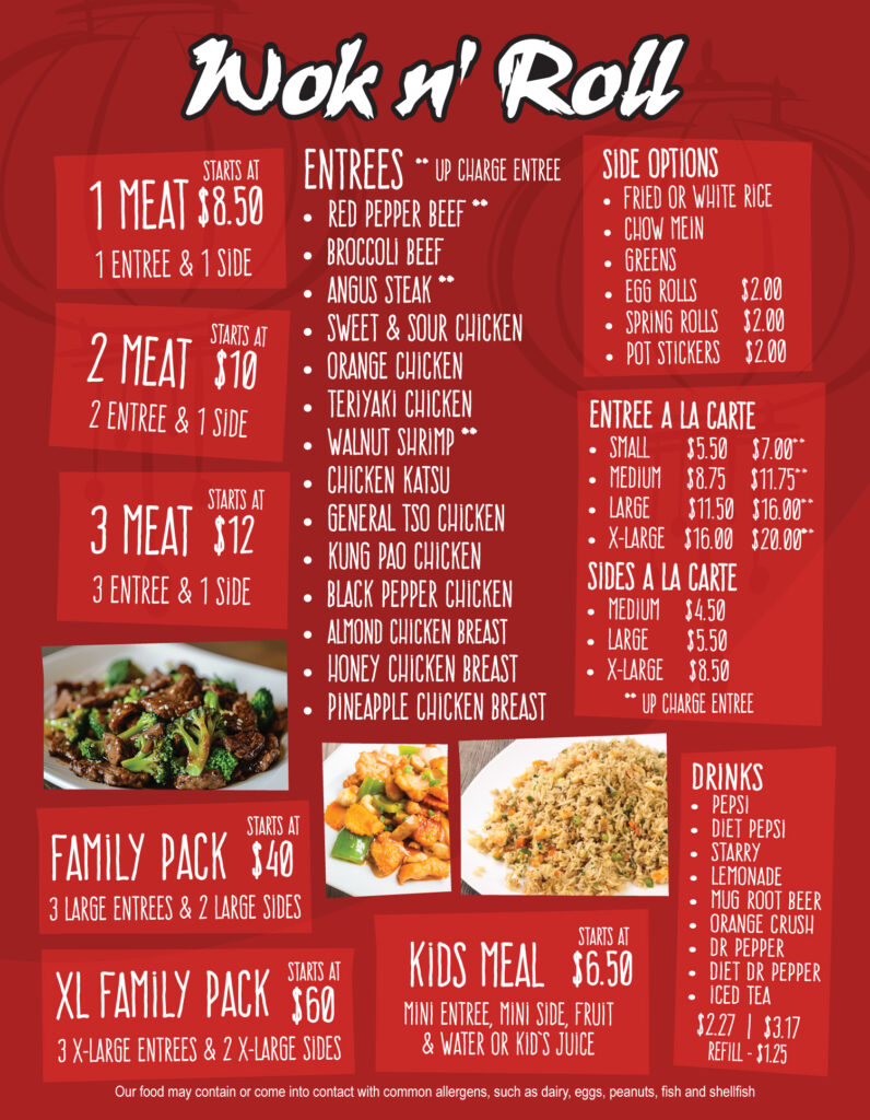 chinese food clovis new mexico nm wok n roll asian take out menu